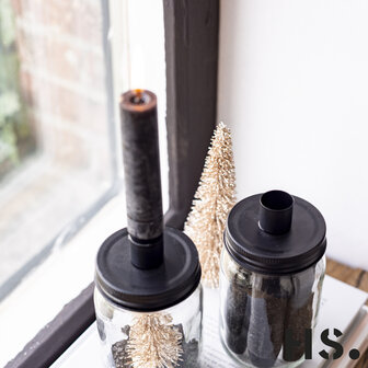 Home Society ' Kandelaar Pot Met Kaarsen ' Zwart