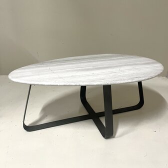 PTMD &#039; Muka Marmer Zwart/Wit Salontafel Eivorm &#039; Hoog