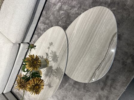 PTMD &#039; Muka Marmer Zwart/Wit Salontafel Eivorm &#039; Hoog