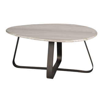 PTMD &#039; Muka Marmer Zwart/Wit Salontafel Eivorm &#039; Laag