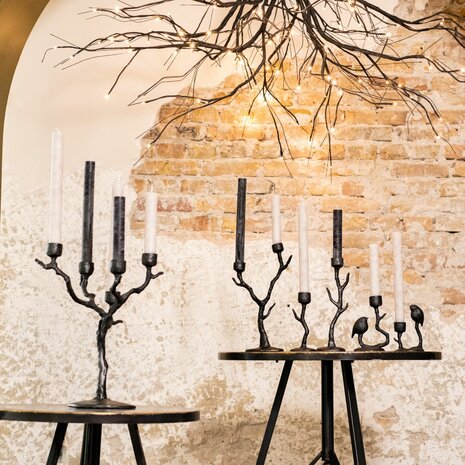 Home Society ' Kandelaar Birdy Zwart ' Groot