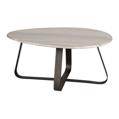 PTMD ' Muka Marmer Zwart/Wit Salontafel Eivorm ' Laag