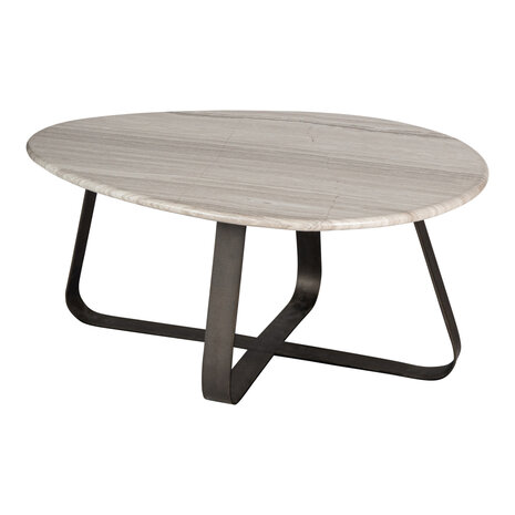 PTMD ' Muka Marmer Zwart/Wit Salontafel Eivorm ' Laag
